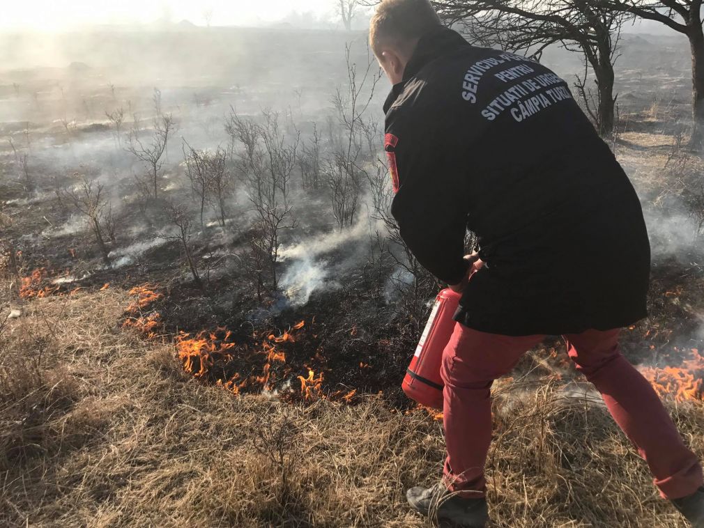 Incendiu de vegetație la C&acirc;mpia Turzii pe o suprafață de 10 hectare